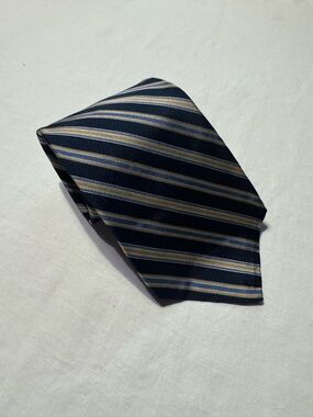 Vintage Berkley Cravats Kipper Neck Tie Kipper Blue Yellow Stripe Frankenbergers